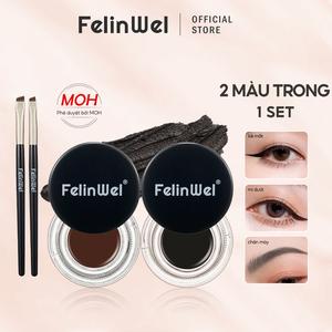 FelinWel - Bộ gel kẻ mắt 2 màu, đi kèm cây cọ dành (không bắt buộc), cho mắt và chân mày gelkẻmắt [Phê duyệt bởi MOH]