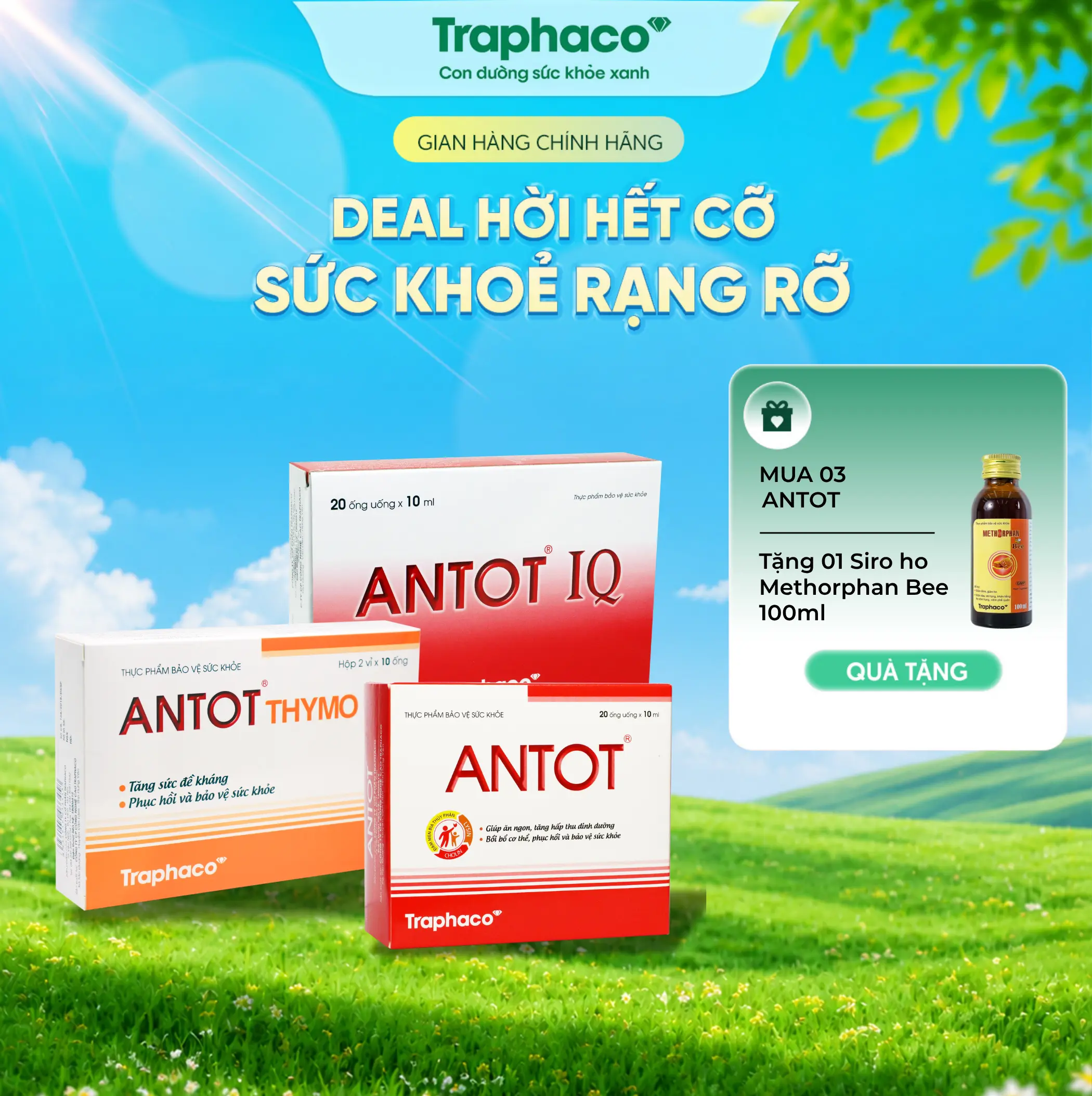 TPBVSK ANTOT, ANTOT IQ, ANTOT THYMO Traphaco - Hỗ Trợ Cải Thiện Vị Giác Cho Bé, Hỗ Trợ Hấp Thu Hộp 20 Ống  x 10ML