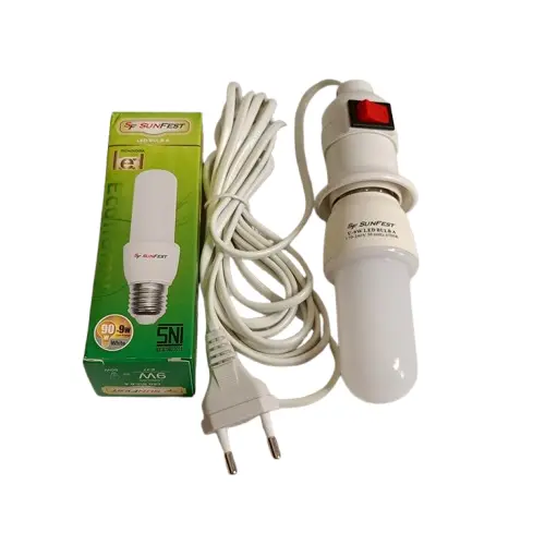 Set Fitting Kabel Lampu Led PLC Paket Fitting Kabel Switch Lampu Tube Led Bulb Bohlam Putih 4