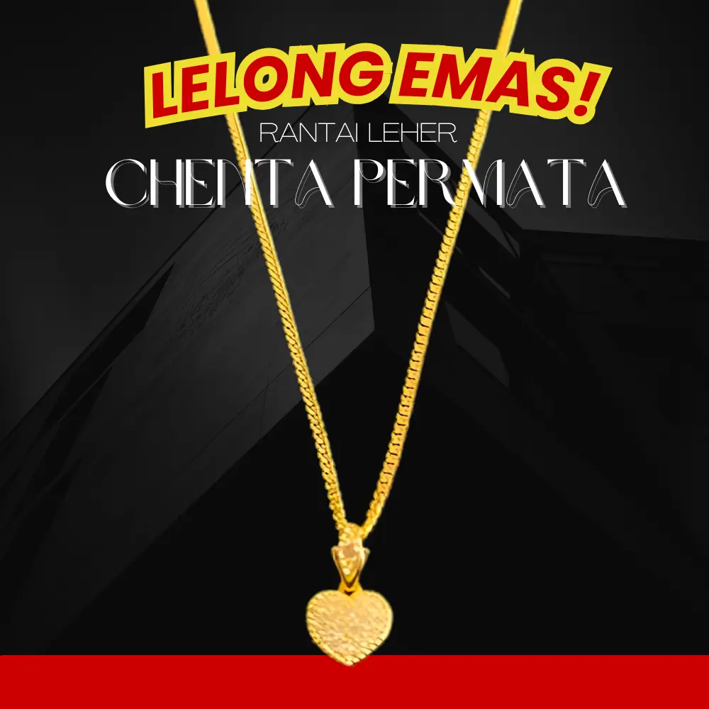 Emass Aspen 916 GP AJ Gold Plated Rantai Leher Chenta Permata