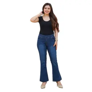 Celana Jeans Cutbray Jumbo Pinggang Full Karet Bigsize Kekinian Legging Panjang Denim Wanita Dewasa Bawahan Jubray Melar Soft Tebal Size 29L-42L