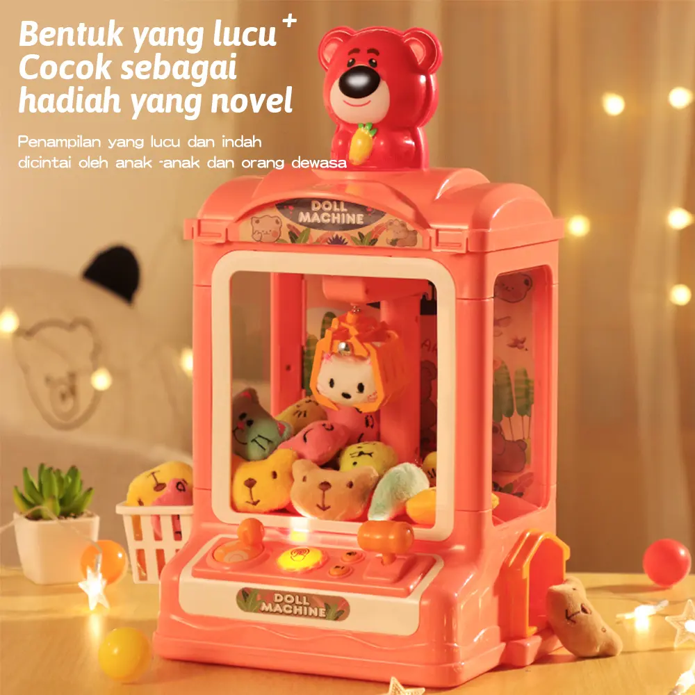 Rhaast Mainan Anak Claw Machine Mini / Mesin Capit Boneka Mesin Capit Mini Mainan Seperti Time Zone Dengan Musik Dan Lampu