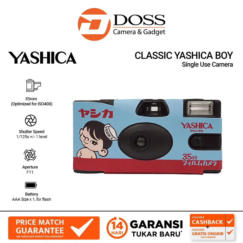 YASHICA Single Use Film Camera (Classic YASHICA Boy) YAS-SC140Y-SB