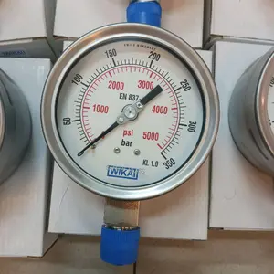 WIKA Pressure gauge 4" inch 0-350 bar/psi drat 1/2" inch Stainless Body Stainless Racket Raket Bottom