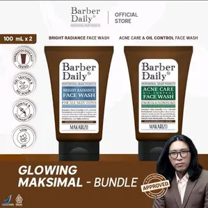 MAKARIZO - Barber Daily Facewash Bright & Acne 100ml | Sabun Muka Pria Anti Jerawat