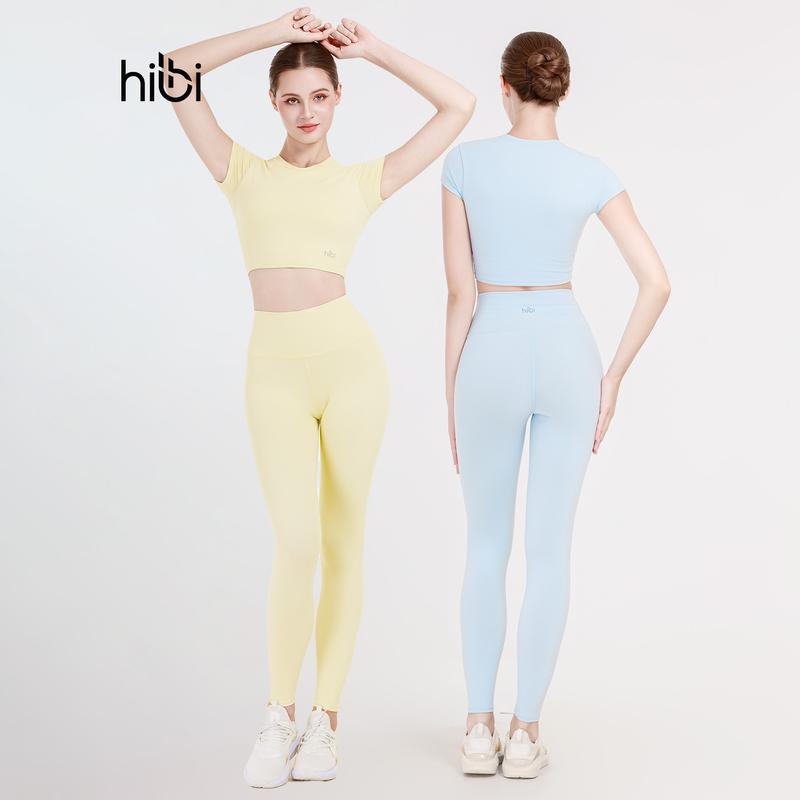 Set Đồ Tập Yoga, Tập Gym Hibi Sports H147, Áo Croptop Có Tay Kèm Mút, Quần Lưng Cao, Chất Vải Hi Fabric Top Bán Chạy Đồ Tập Thể Thao Chạy Bộ