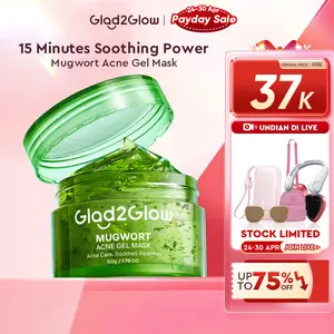 [New Size]Glad2Glow MUGWORT ACNE GEL MASK - Atasi Jerawat Seketika & Kontrol Minyak! Formula Cerah dengan Daun Mugwort Alami Centella Salicin & SymCalmin, Sensasi Dingin Menenangkan, Cocok untuk Kulit Berminyak dan Berjerawat