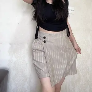 Rok Celana Salur terbaru Korean miniskirt Wanita pendek Dewasa casual santai Highwaist Hotpant