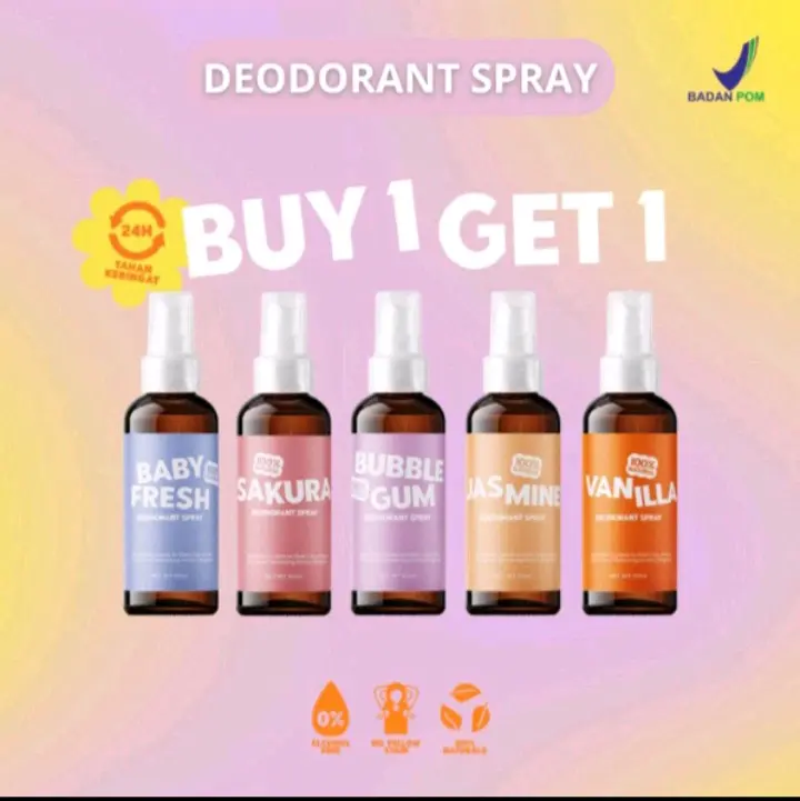 Big Sale !! |Buy 1 Get 3 Deodorant Spary 60ml Tawas Natural|Anti Bau Ketiak Kuning
