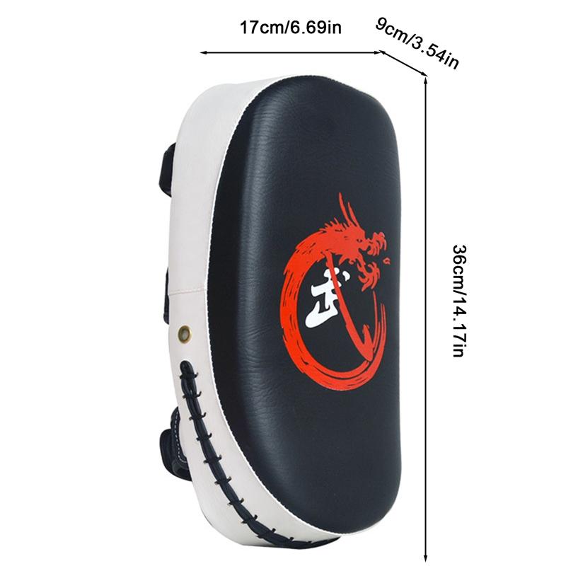 Product Introduction of 1PCS Curved Boxing Muay Thai Hand Target Wear Resistant Shock-Absorbing Faux Leather Kick Target 0