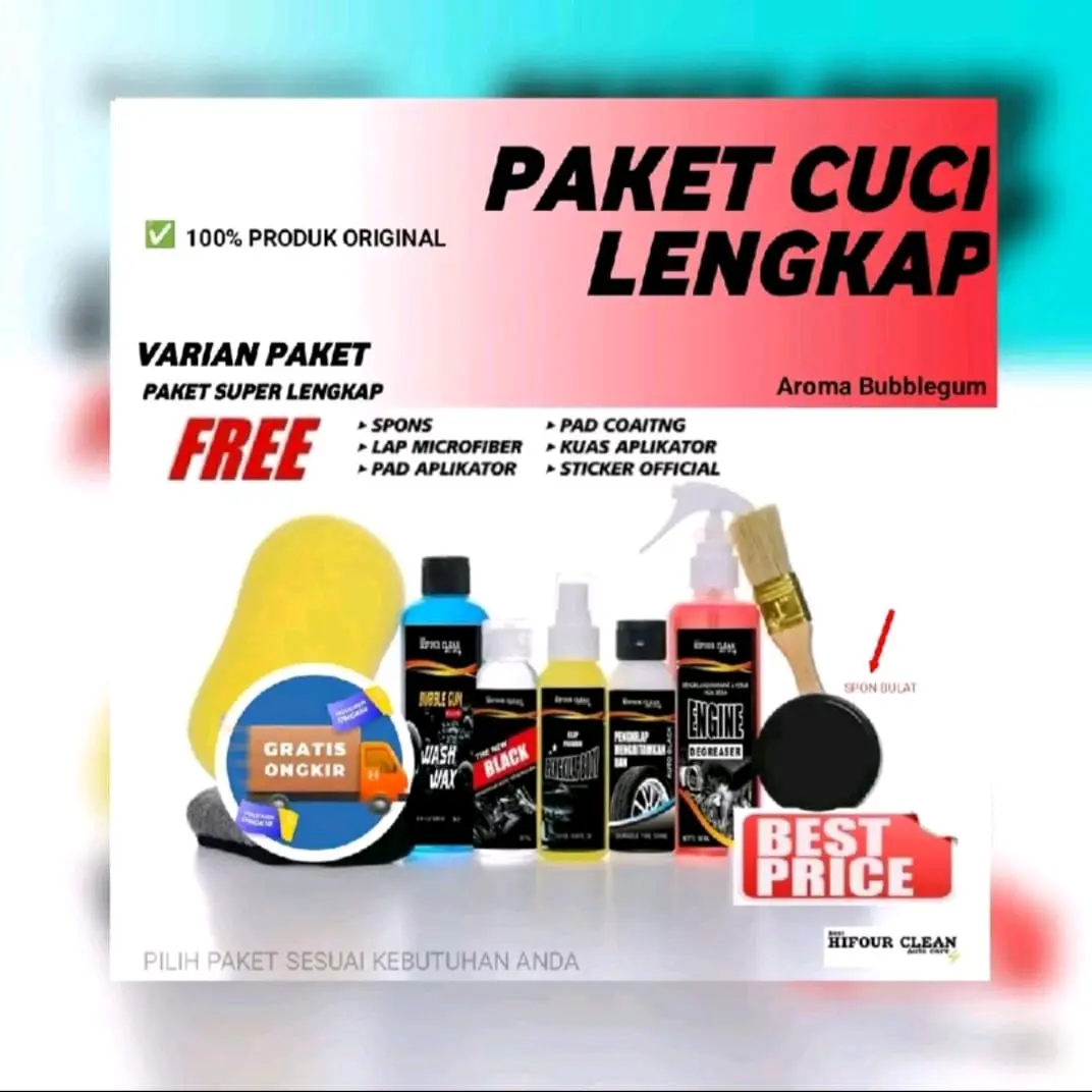 Terlaris No. 1 | PAKET CUCI KENDARAAN LENGKAP 5 ITEAM FULL BODY by HIFOUR CLEAN Auto Care