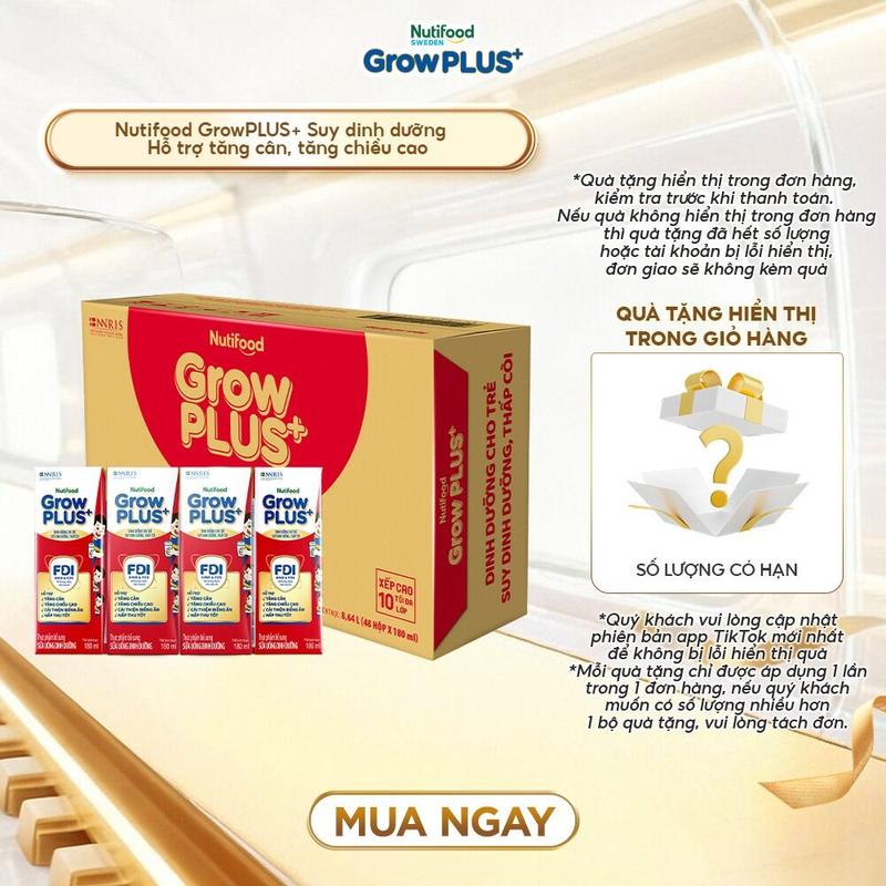   Creator   CÓ ĐƯỜNG ÍT ĐƯỜNG  Thùng 48 hộp 180ml Thực phẩm bổ sung Sữa bột pha sẵn Nutifood GrowPLUS+ Đỏ_dòng Suy Dinh dưỡng - hỗ trợ Tăng cân  Bao bì tuỳ đợt nhập hàng  