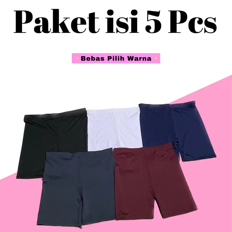 Paket 5pcs Legging Pendek /  Short Legging Dewasa / Legging Pendek Wanita / Legging Olahraga / Celana Pendek Dalaman 1