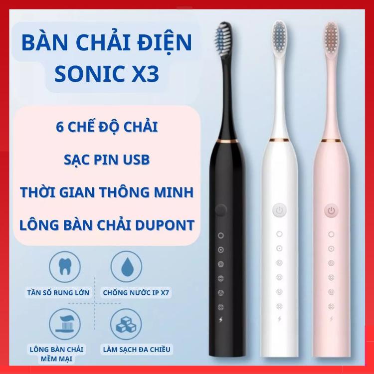 Bàn chải điện Sonic 6 chế độ làm sạch được nha sĩ khuyên dùng, tặng kèm 4 đầu thay thế