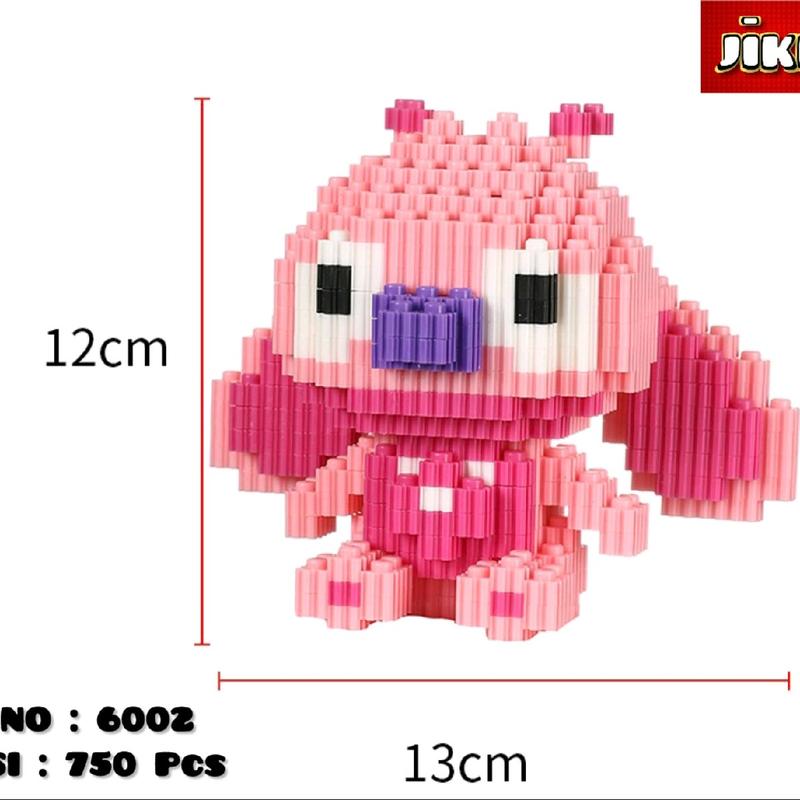 ( JiKE ) Nano Blocks LILO STITCH Ear Up 3D Model, Mainan Blok Susun, Blok Konstruksi DIY, Dekorasi Hiasan Karakter Animasi, hadiah Kado Anak Toys Plastik Kotak 2