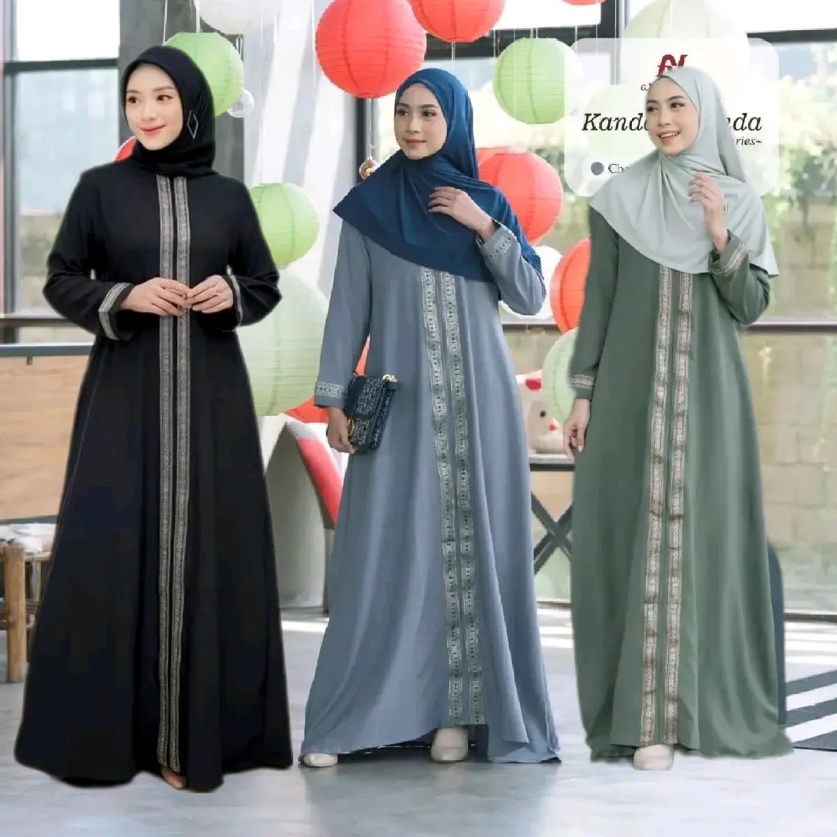 Abaya Saudi Gamis Maxi Abaya jumbo premium/Gamis Abaya Turkey motif Garis Dua Kekinian