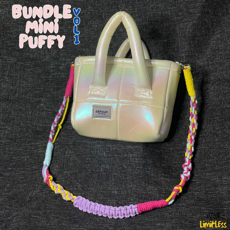 Asfour - Mini Puffy Bundle + Tali Macrame Hand Sling bag Hologram Wanita 6