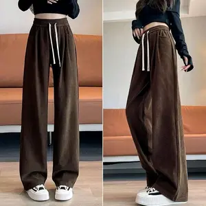 HUNDJI - Celana Corduroy Wanita Highwaist - Loose Pants Premium Corduroy Pants Korean Style Celana Baggy Skena Gombrong