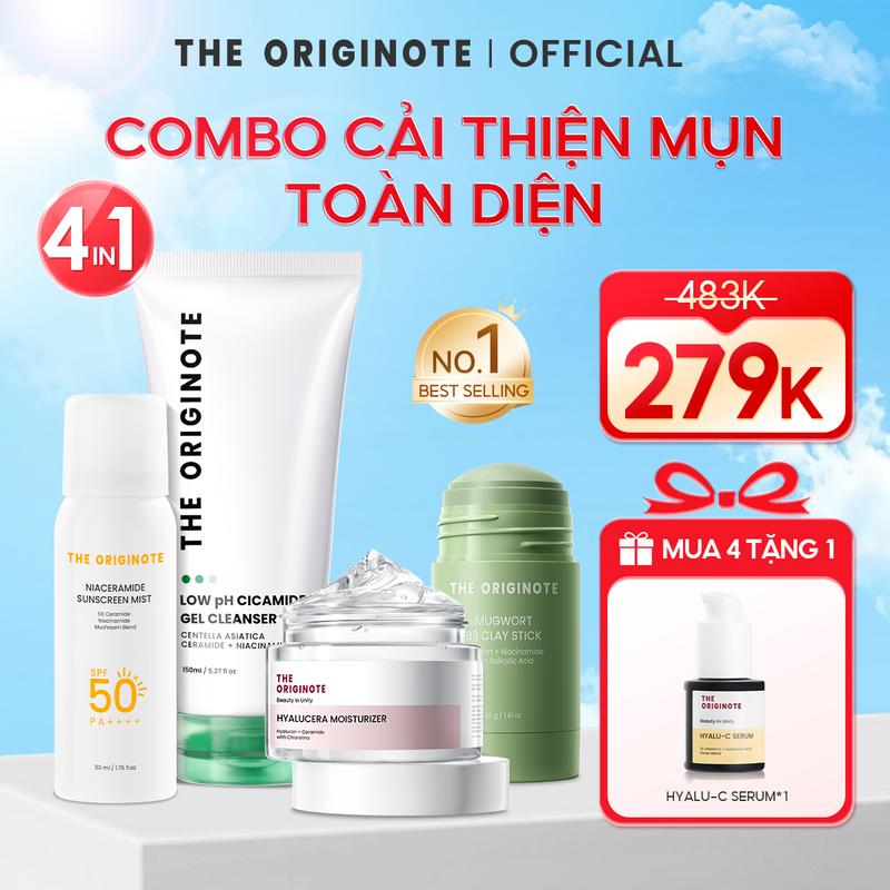  【4 IN 1  The Originote Combo 4in1 chăm sóc da toàn diện hỗ trợ giảm mụn và làm sáng da đầy đủ các bước chăm sóc da mặt 