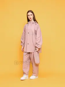 Jas Hujan OSEAL Full Seal Raincoat Mantel Pria Wanita Dewasa Shine Series Pink