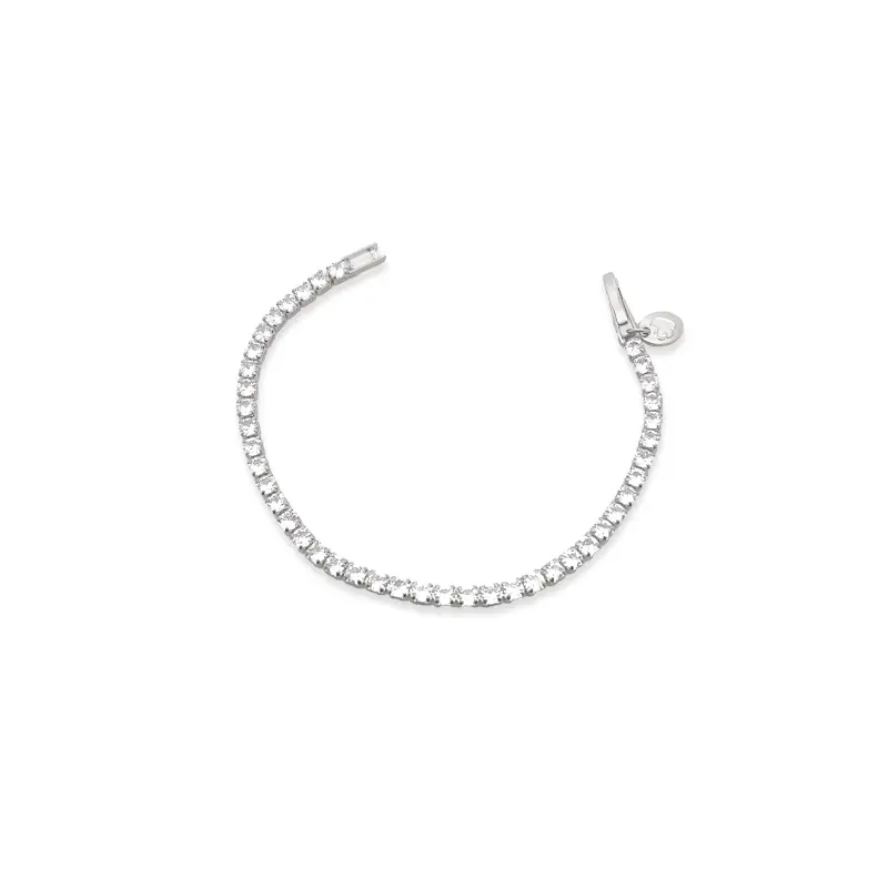 Chomel 3mm Cubic Zirconia Rhodium Tennis Bracelet