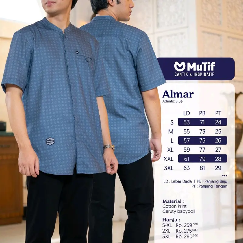 Mutif - koko Dewasa Terbaru Mutif Almar Adriatic Blue - Sarimbit Mutif 2025 2