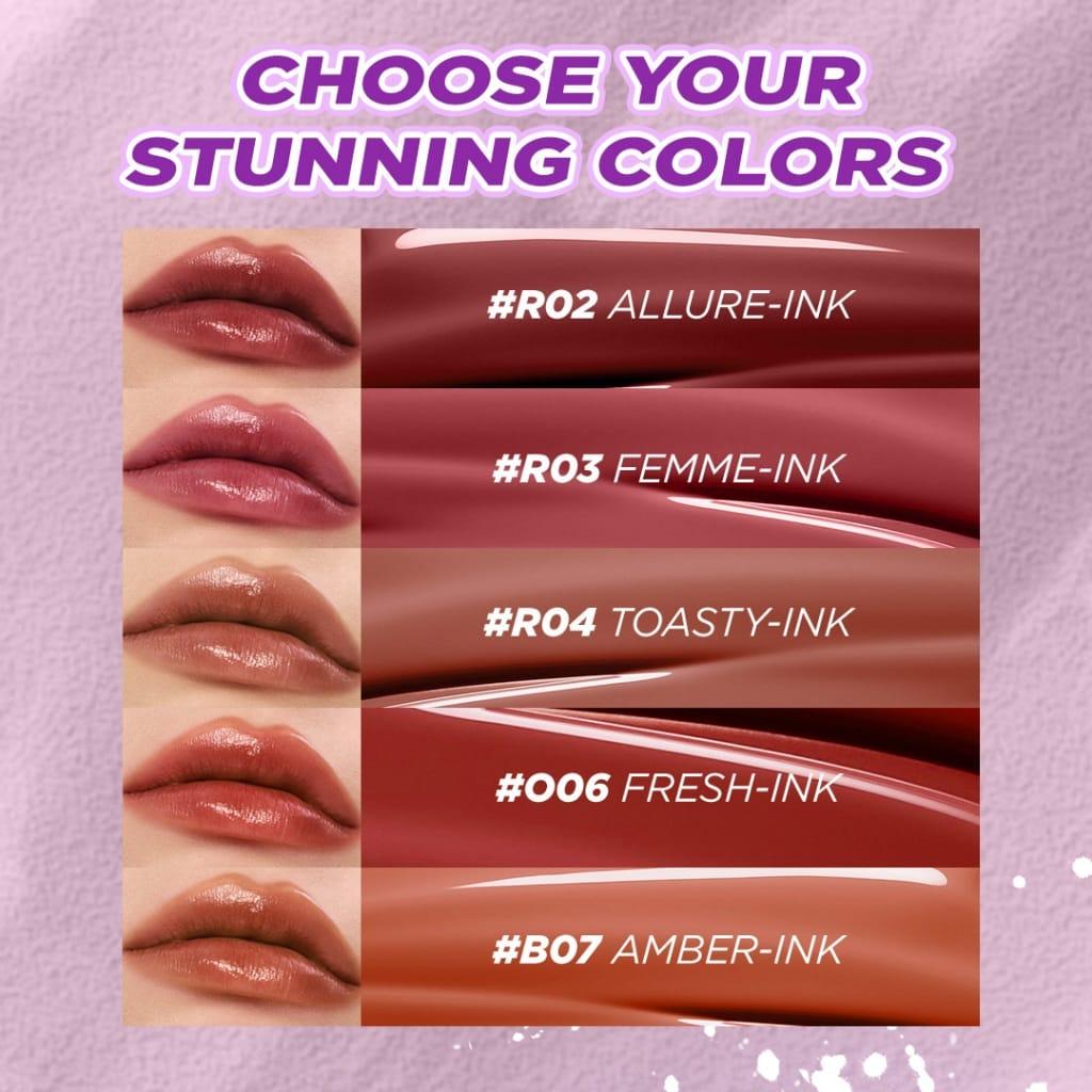 [MUST HAVE] DAZZLE ME Ink-Gloss - Lip Tint Lip Gloss Tahan Lama Glossy dan Plumpy Finish Waterproof Stained High Pigmented Lipstick Lipstik Watery