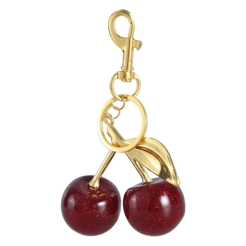 Seratus Perhiasan Wanita Harian Fashion Gantungan Kunci Cherry Gantungan Kunci Warna Solid Gantungan Kunci Tas Tangan Kecil Resin Mainan