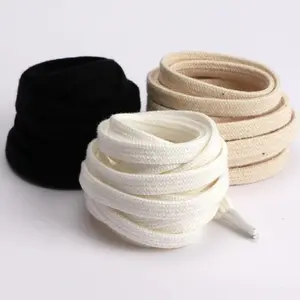Berkualitas Tinggi tali sepatu pipih gepeng putih hitam tali sepatu Double layer Cotton Shoelaces 8MM Flat Shoelace Sneakers canvas Shoes Laces 120cm/140cm/160cm 1Pair