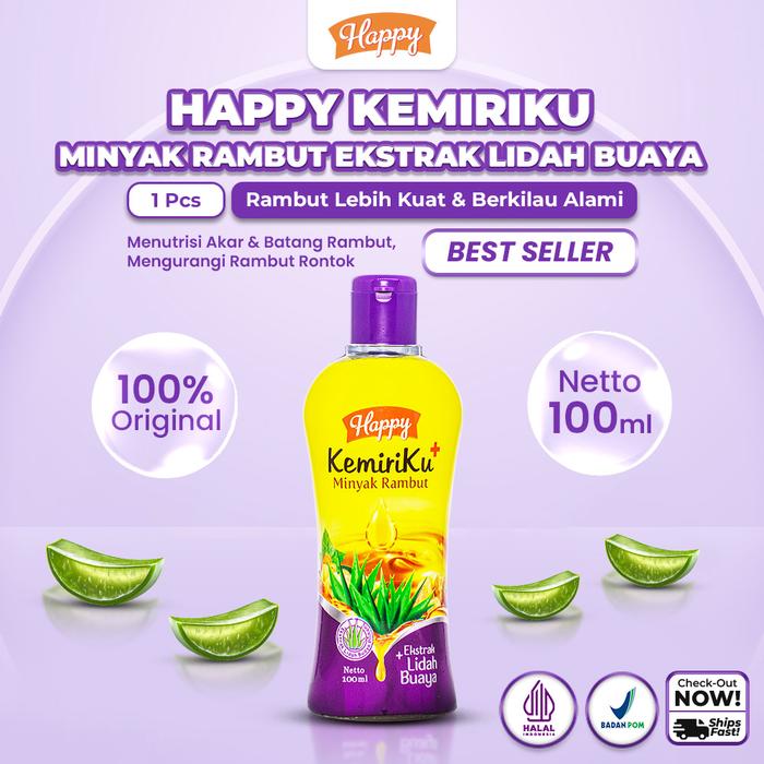 Gambar Happy Minyak Kemiriku Ekstrak Lidah Buaya 100ml isi 1pcs - Minyak Rambut /Membantu melebatkan/ Menghaluskan / Mengurangi Kerontokan Menghitamkan Perawatan Haircare Vitamin dari Lovana Story Kota Administrasi Jakarta Barat Tokopedia