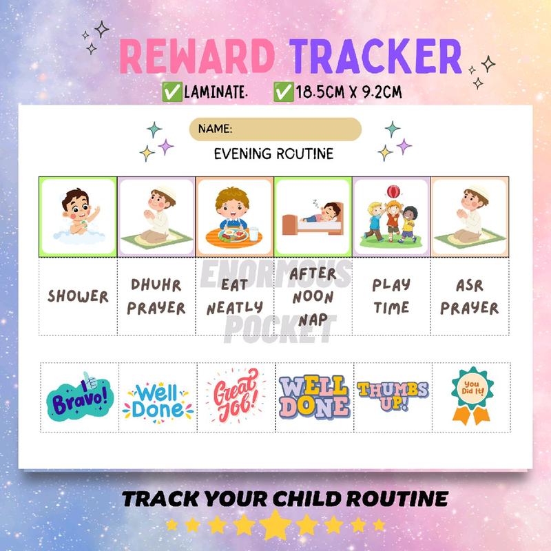 Reward Tracker For Kids+Routine Checker+Laminate Card+Free Velcro ...