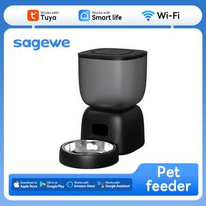 Penyumpan Kucing Automatik, SAGEWE, Penyumpan Anjing Automatik WiFi 5G, dengan Penjagaan Kesegaran, Penyumpan Kucing Berulang Masa 3L, dengan Penderia Makanan Rendah, Sehingga 10 Hidangan Per Hari, Penyumpan Haiwan Peliharaan Granari, untuk Kucing, Hitam