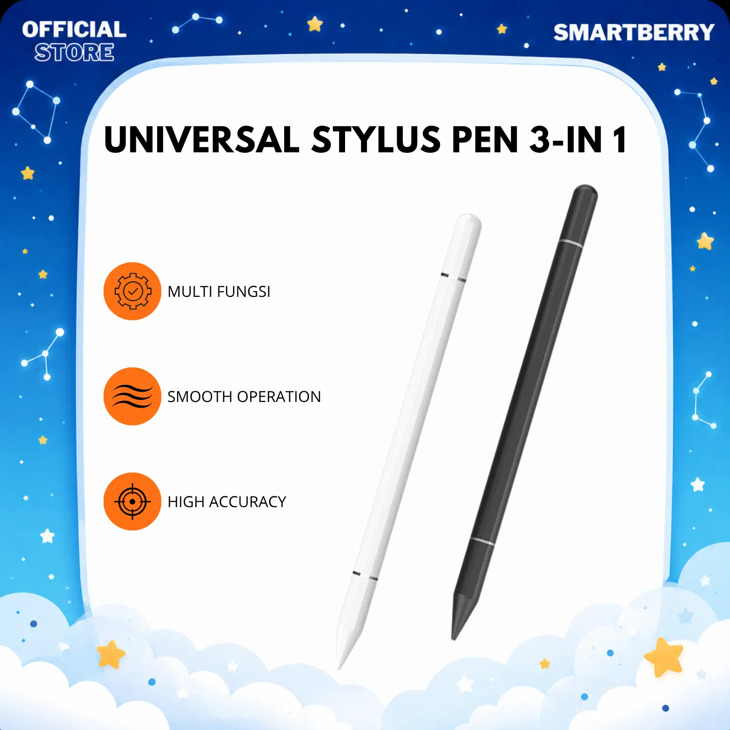 STYLUS PEN 3 IN 1 Universal - Pulpen + Stylus Layar Sentuh + Ujung Presisi untuk Semua Tablet & Smartphone