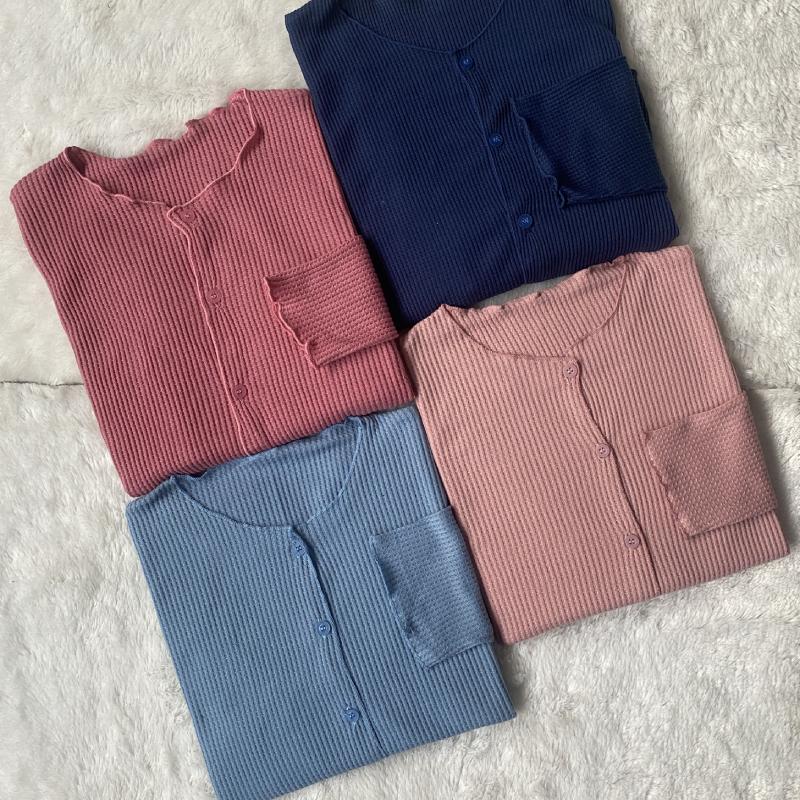 Cardigan Rajut Crop Atasan Wanita Pastely Panjang Baju Fit Rib Knitwear 4