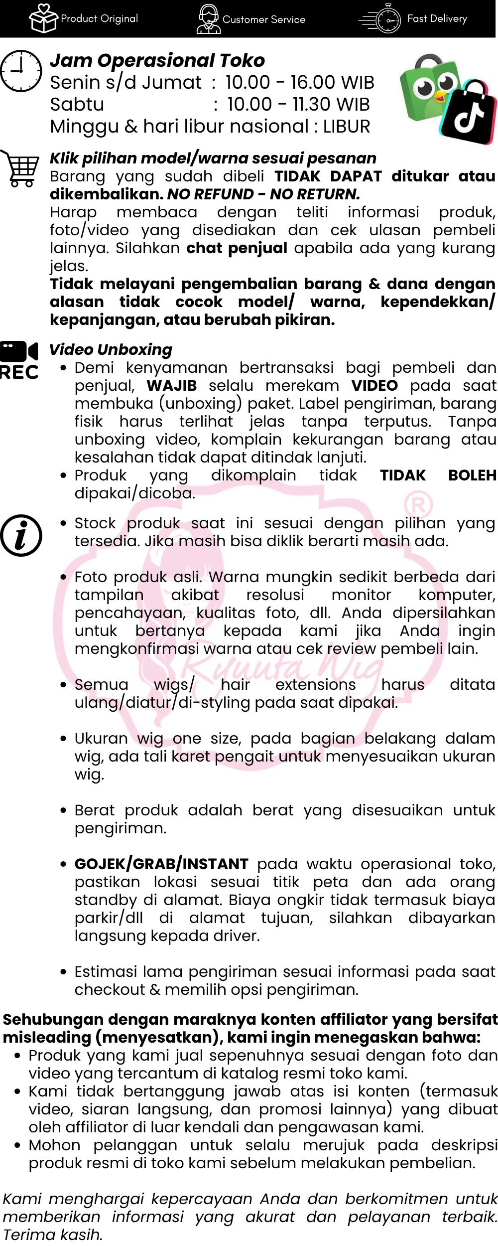 Ryuuta Wig Basic Cap Panjang Gelombang Wave Lolita Ulzzang 58 cm