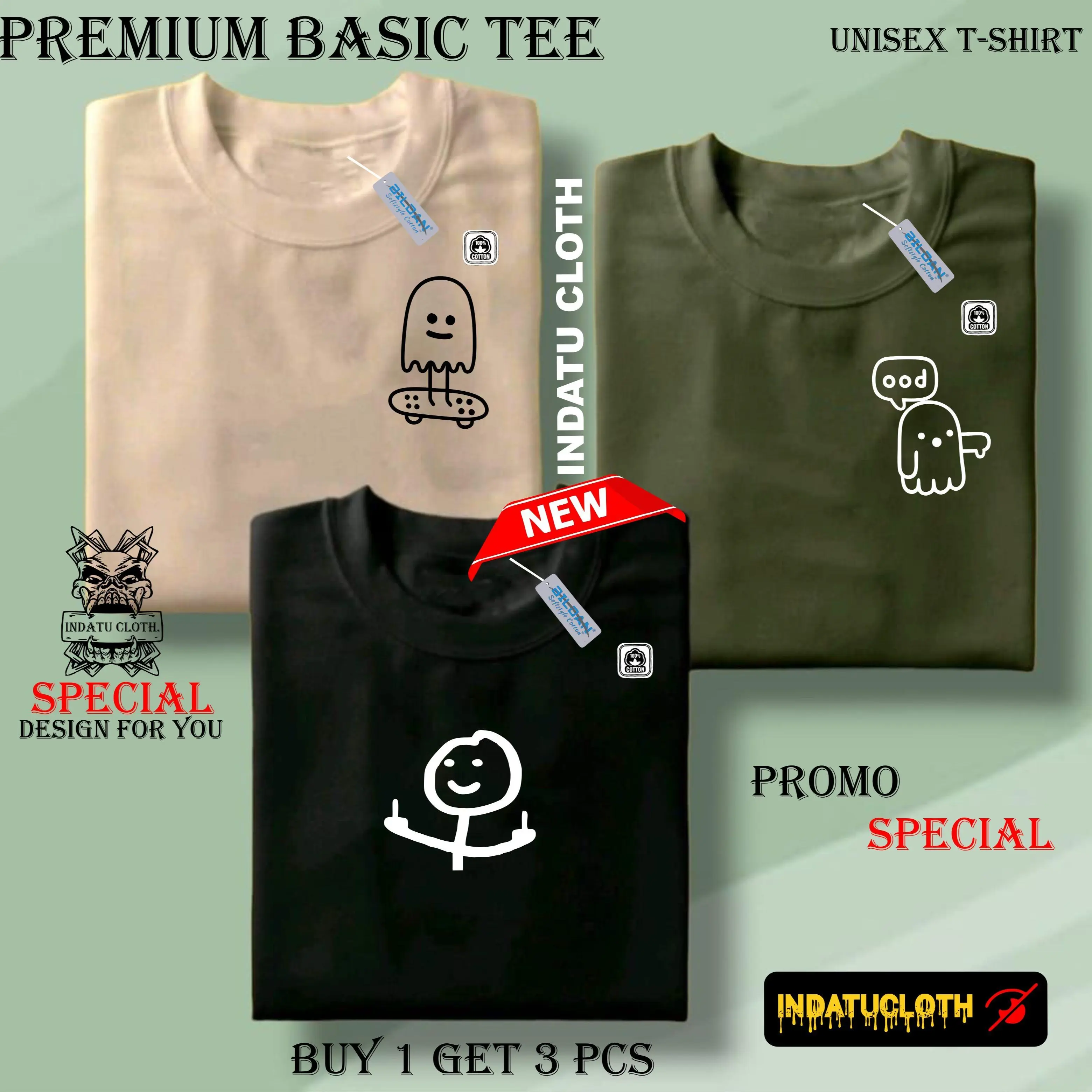 BELI 3 OR 1 KAOS  Keren  Casual   (PROMO COD) INDATU CLOTH -Kaos Distro Pria-Kaos Distro Terbaru  Logo  Anime ART  100% Bahan Soft Tebal Cotton Combed 30s  Dewasa  Premium High Quality