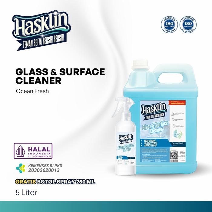Gambar Hasklin Glass & Surface Cleaner / Cairan Pembersih Kaca & Permukaan / cairan pembersih anti noda dari Hasgara Chemicals Kota Bekasi Tokopedia
