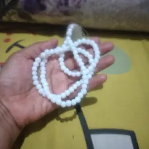 Tasbih Kalung Batu Giok Putih Susu 6mm 99Butir Natural