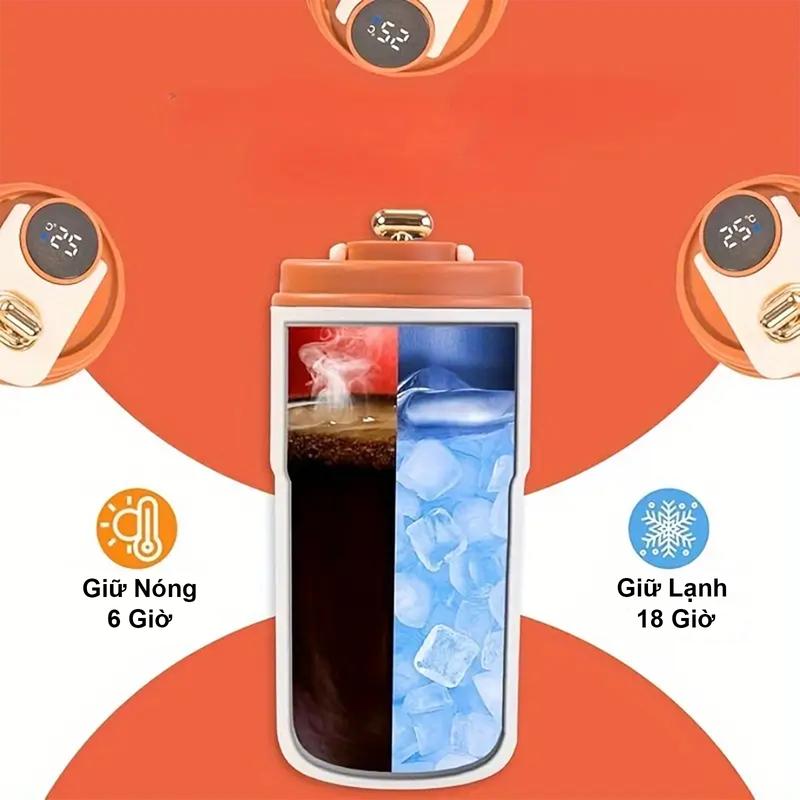 Màn hình kỹ thuật số thông minh Thermos Cup Màn hình nhiệt độ LED Cúp nhiệt bằng thép không gỉ Unisex Cốc di động 4