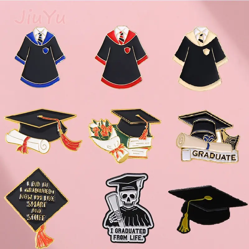 Campus Bachelor Clothes Pins Mortarboard Flower Enamel Brooch Bachelor Hat  Skeleton Badges Jewelry Special Commemorative Gifts for Graduate Student Classmate