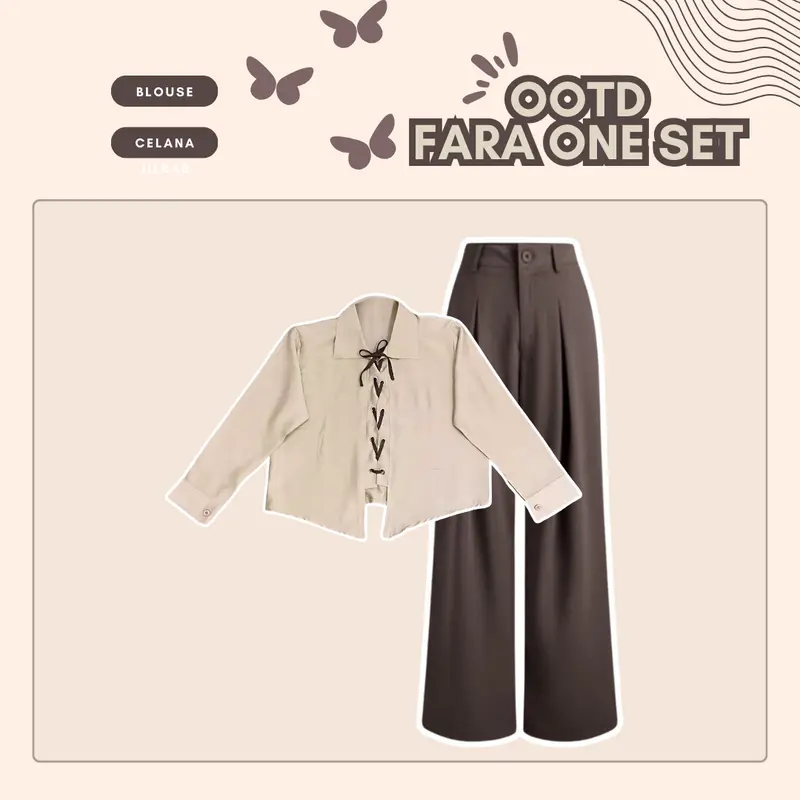 OOTD Hijab Style One Set 3 in 1 ( Blouse + Celana + Pashmina ) Setelan Wanita Kekinian - LS104 Baju Remaja Katun 2