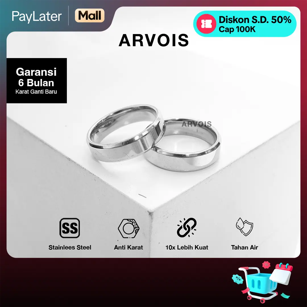 ARVOIS - Cincin Pria Wanita Titanium Anti Karat - DO