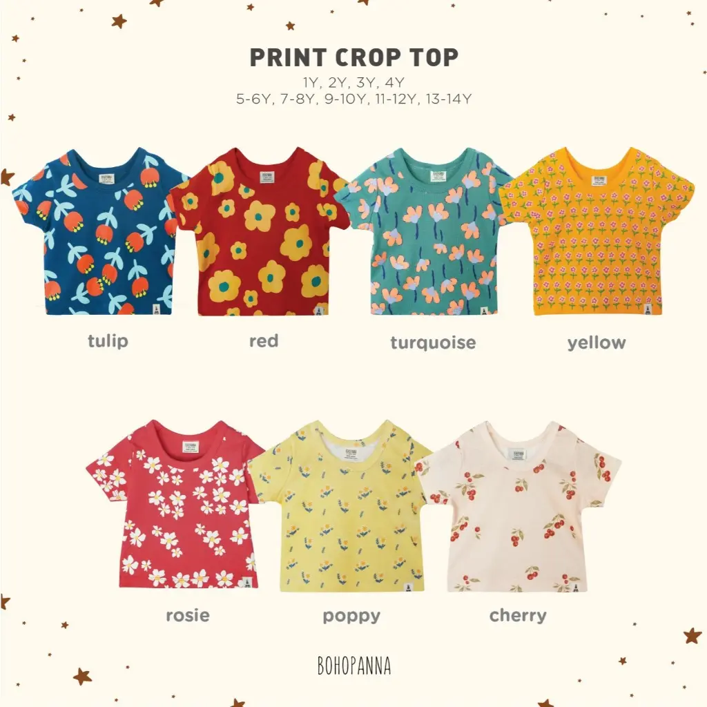 BOHOPANNA - PRINT CROP TOP - Atasan Anak Perempuan