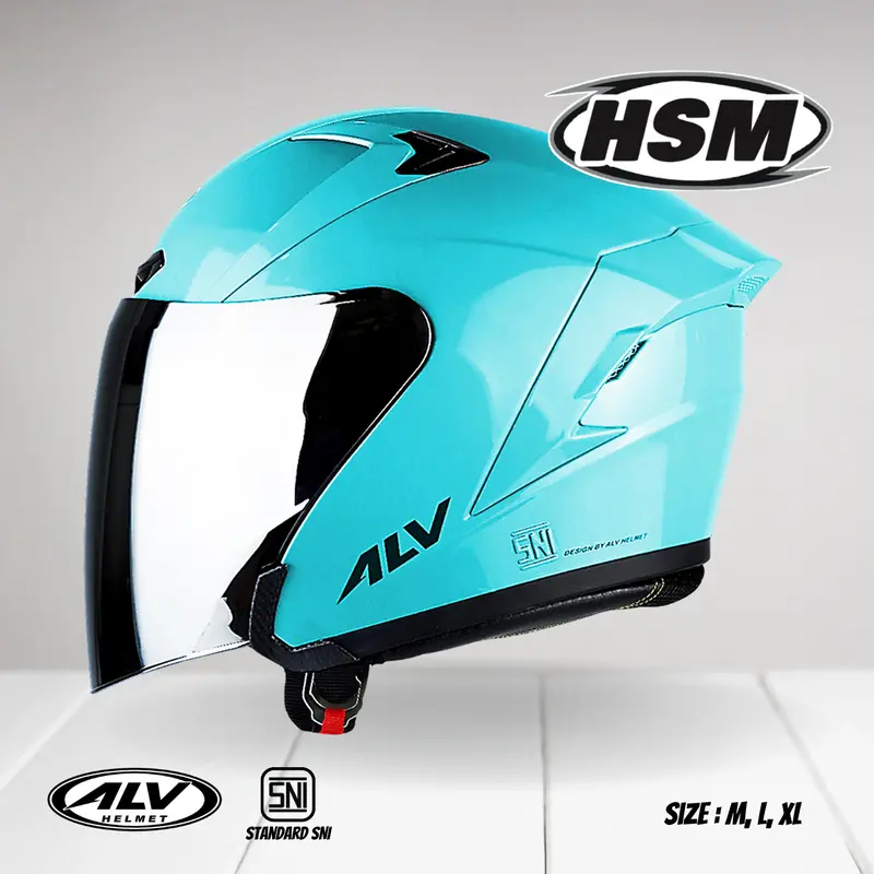 Helm Half Face ALV ULTRON Solid Original Kaca Visor Silver/Clear Untuk Pria dan Wanita Dewasa SNI Motorcycle dengan Intercom Ready Design 6