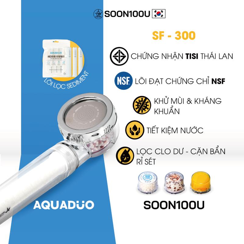 AQUADUO SF-300 Đầu Vòi Sen Tắm Tăng Áp Và Thanh Lọc Nước  soon100u