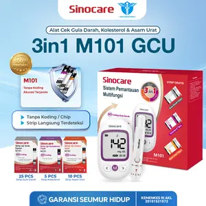 Paket Lengkap Sinocare M101 GCU 3in1 – Cek Gula, Kolesterol, Asam Urat Tanpa Kode