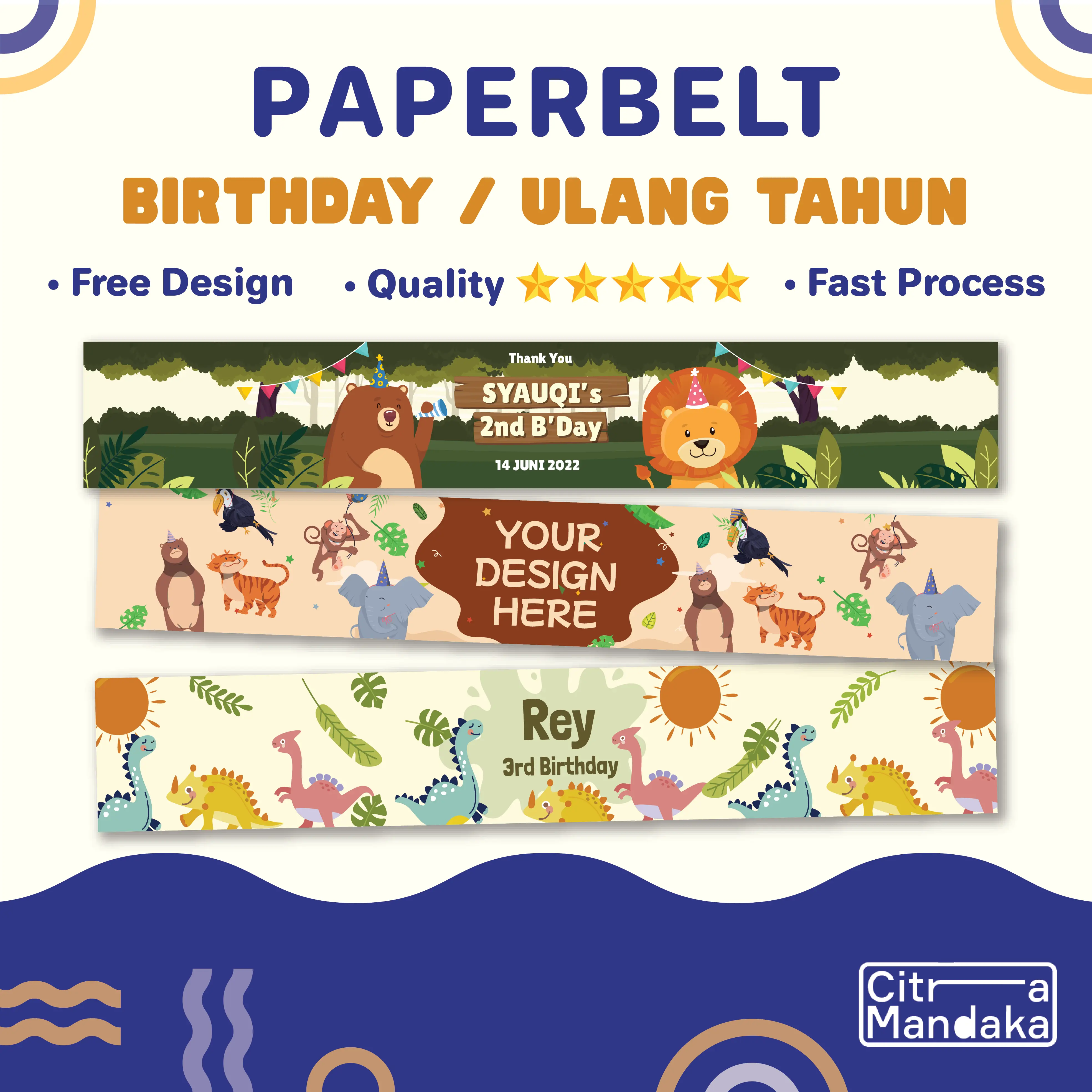 Paper Belt Ulang Tahun Anak Custom Packaging Bento Souvenir Catering Box Nasi Box Custom Free Design