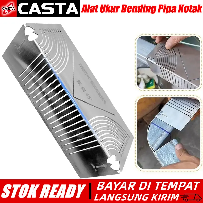 CASTA Penggaris Lipat Baja Tabung Persegi Alat Penanda Sudut Busur 90 Derajat Pengukur Garis Siku Presisi