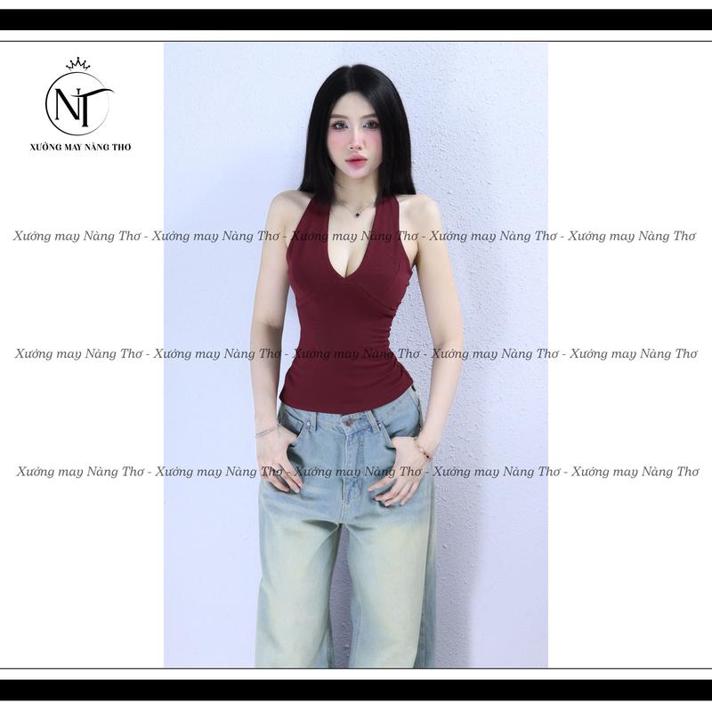 355 Áo Yếm Ôm Body Cổ Tym Hở Lưng Quyến Rũ Hottrend Thun Cotton Mịn