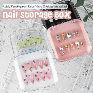 Kotak Kuku Palsu/Tempat Fake Nails Display/Nail Storage Box/Alas Kertas Box Mika/Perekat Double Tape Acrylic